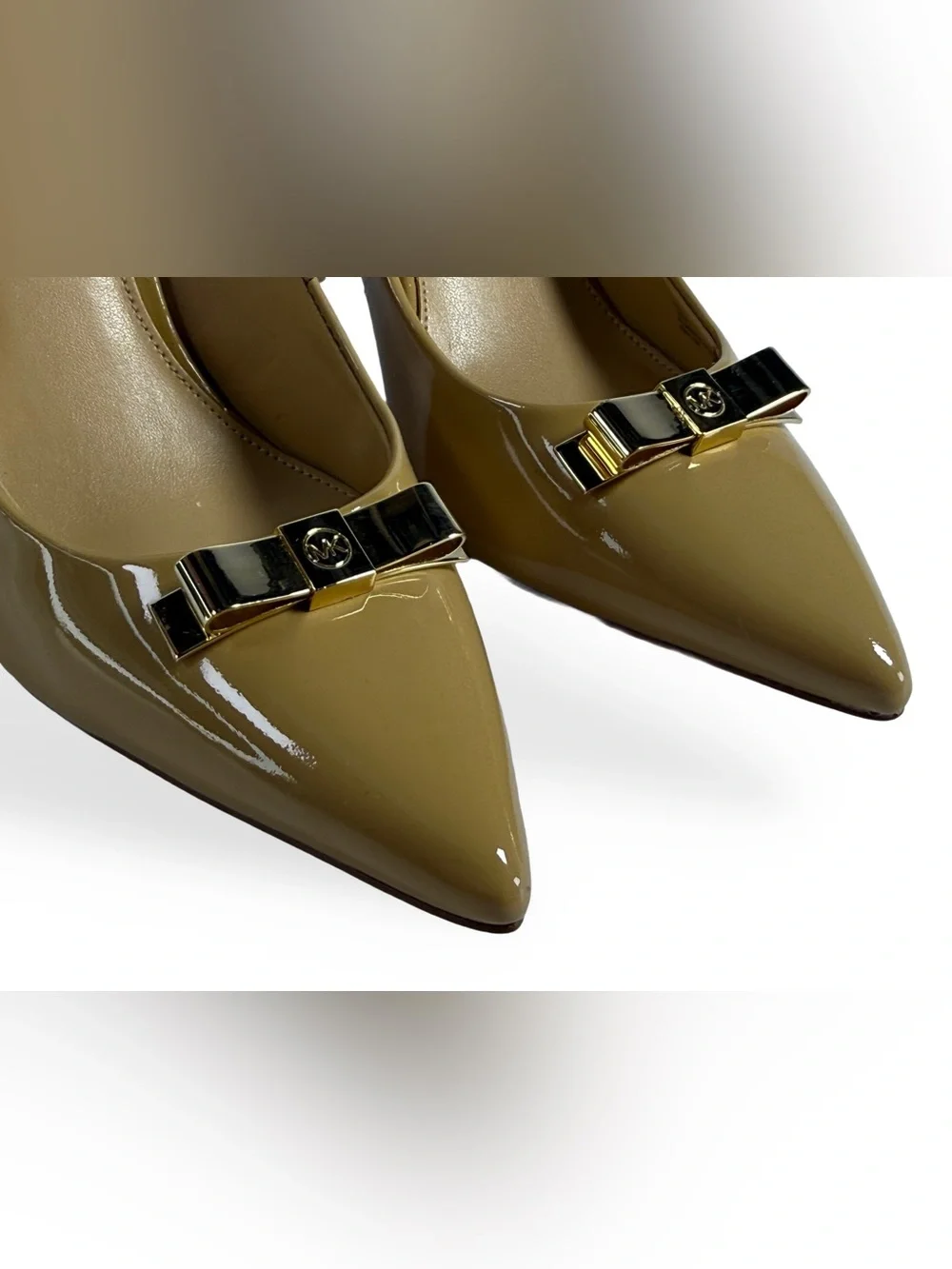 Michael Kors Women's Tan Patent Pointed-Toe Flats 7